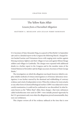 The Yellow Rain Affair Lessons from a Discredited Allegation