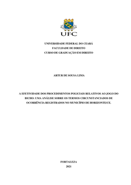 Universidade Federal Do Ceará Faculdade De Direito Curso De Graduação Em Direito