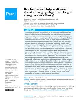 How Has Our Knowledge of Dinosaur Diversity Through Geologic Time Changed Through Research History?