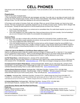 CELL PHONES Cell Phones Come with Either Prepaid Or Contract Plans