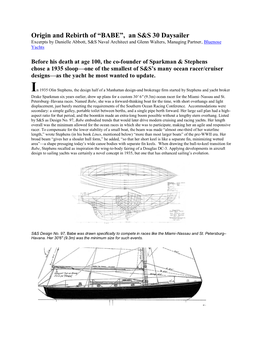 Origin and Rebirth of “BABE”, an S&S 30 Daysailer