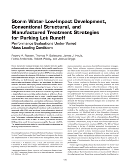 Storm Water Low-Impact Development, Conventional Structural, And