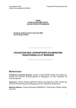 Utilisation Des Lepidopteres En Medecine Traditionnelle Et Moderne