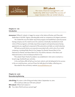 Bill Lobeck His Vision, Financial Management, And Leadership Skills Have Fueled the Success of Major Brands in the Car Rental Industry