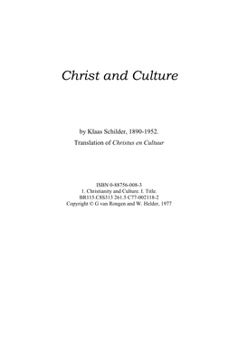 Christ and Culture