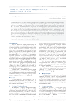 Nosql and TRADITIONAL DATABASE INTEGRATION: CASE STUDY PROJECT BDIC-DM