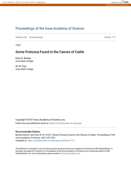 Some Protozoa Found in the Faeces of Cattle