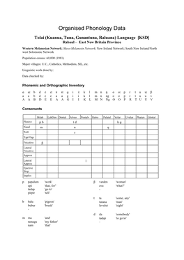 Organised Phonology Data