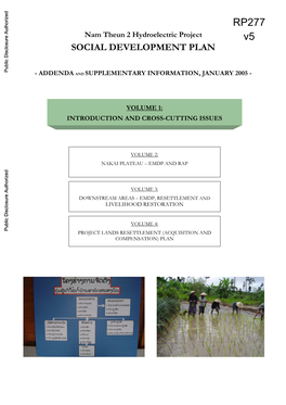 Nam Theun 2 Hydroelectric Project SOCIAL DEVELOPMENT PLAN