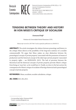 Tensions Between Theory and History in Von Mises’S Critique of Socialism