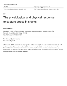 The Physiological and Physical Response to Capture Stress in Sharks