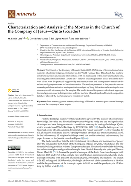 Characterization and Analysis of the Mortars in the Church of the Company of Jesus—Quito (Ecuador)