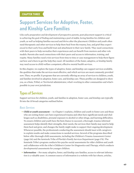 Support Services for Adoptive, Foster, and Kinship Care Families