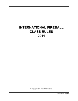 International Fireball Class Rules 2011