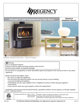 Ultimate™ U39 Freestanding Gas Stove Installation Manual