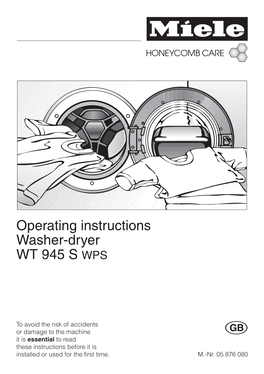Operating Instructions Washer-Dryer WT 945 S WPS