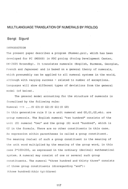 MUL TILANGUAGE TRANSLATION of NUMERALS by PROLOG Bengt