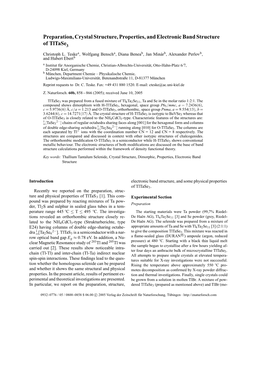 Preparation, Crystal Structure, Properties, and Electronic Band Structure of Tltase3 Christoph L