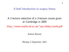 Introduction to Surgery Theory