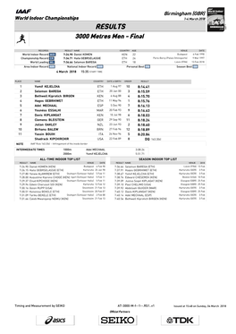 RESULTS 3000 Metres Men - Final