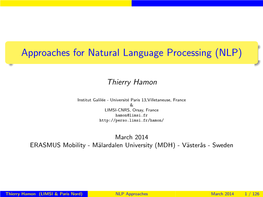 Approaches for Natural Language Processing (NLP)