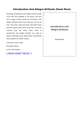 Introduction and Allegro Brillante Sheet Music