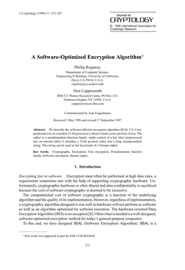 A Software-Optimized Encryption Algorithm