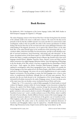 Sociolinguistics of the Luvian Language, Leiden, Brill, Brill’S Studies in Indo-European Languages & Linguistics 2, 454 Pages