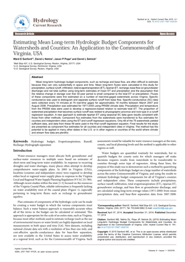 Estimating Mean Long-Term Hydrologic Budget Components For