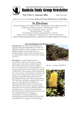 Banksia Study Group Newsletter