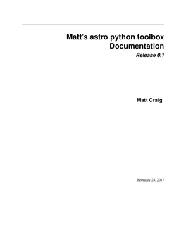 Matt's Astro Python Toolbox Documentation