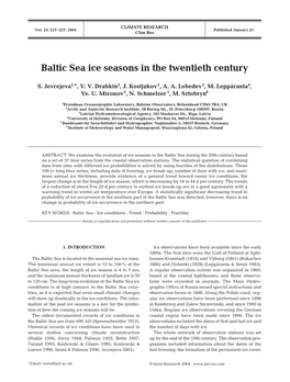 Baltic Sea Ice Seasons in the Twentieth Century