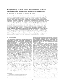 Morphometry of Small Recent Impact Craters on Mars: Size and Terrain Dependence, Short-Term Modiﬁcation W