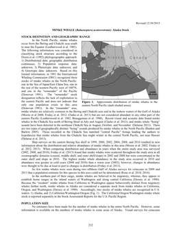 MINKE WHALE (Balaenoptera Acutorostrata): 2017 Alaska Stock