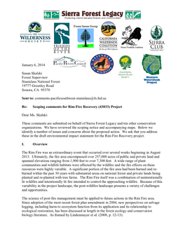 Sierra Forest Legacy and Coalition Comments on Rim Fire Recovery