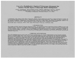 Use of a Pathfinder Optical Telescope Element for James Webb Space Telescope Risk Mitigation