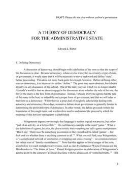 A Theory of Democracy for the Administrative State