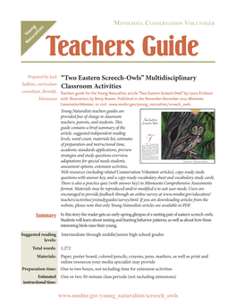 Two Eastern Screech-Owls, Young Naturalists Teachers Guide