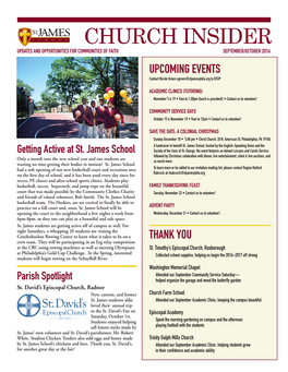 CHURCH INSIDER UPDATES and OPPORTUNITIES for COMMUNITIES of FAITH SEPTEMBER/OCTOBER 2016 UPCOMING EVENTS Contact Nicole Green Ngreen@Stjamesphila.Org to RSVP