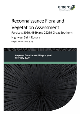 Reconnaissance Flora and Vegetation Assessment Part Lots 3060, 4869 and 29259 Great Southern Highway, Saint Ronans Project No: EP19-091(01)