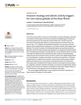 Invasion Strategy and Abiotic Activity Triggers for Non-Native Gobiids of the River Rhine