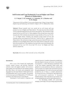 Soil Erosion and Crop Productivity Loss in Palghar and Thane Districts of Maharashtra S