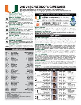 2019-20 @Caneshoops Game Notes