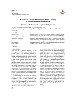 A Review of Current Knowledge of Radio-Tracking of Waterbirds and Raptors in Iran