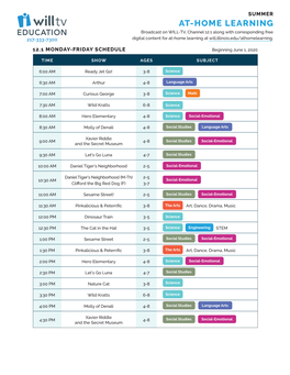 Download Our Full Broadcast Schedule for Our Main Channel and Our PBS