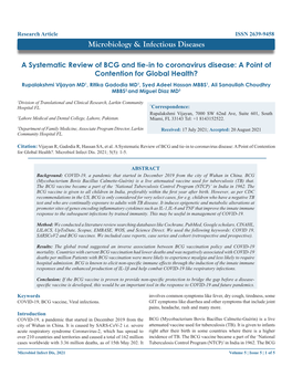 A Systematic Review of BCG and Tie-In to Coronavirus Disease: a Point of Contention for Global Health?