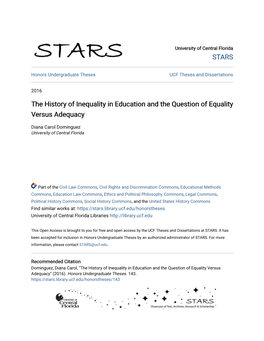 The History of Inequality in Education and the Question of Equality Versus Adequacy
