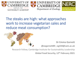 What Approaches Work to Increase Vegetarian Sales and Reduce Meat Consumption?