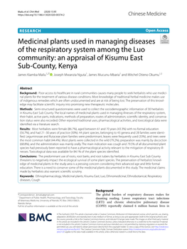 Medicinal Plants Used in Managing Diseases of the Respiratory System