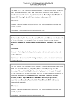 Financial and Non-Financial Disclosures